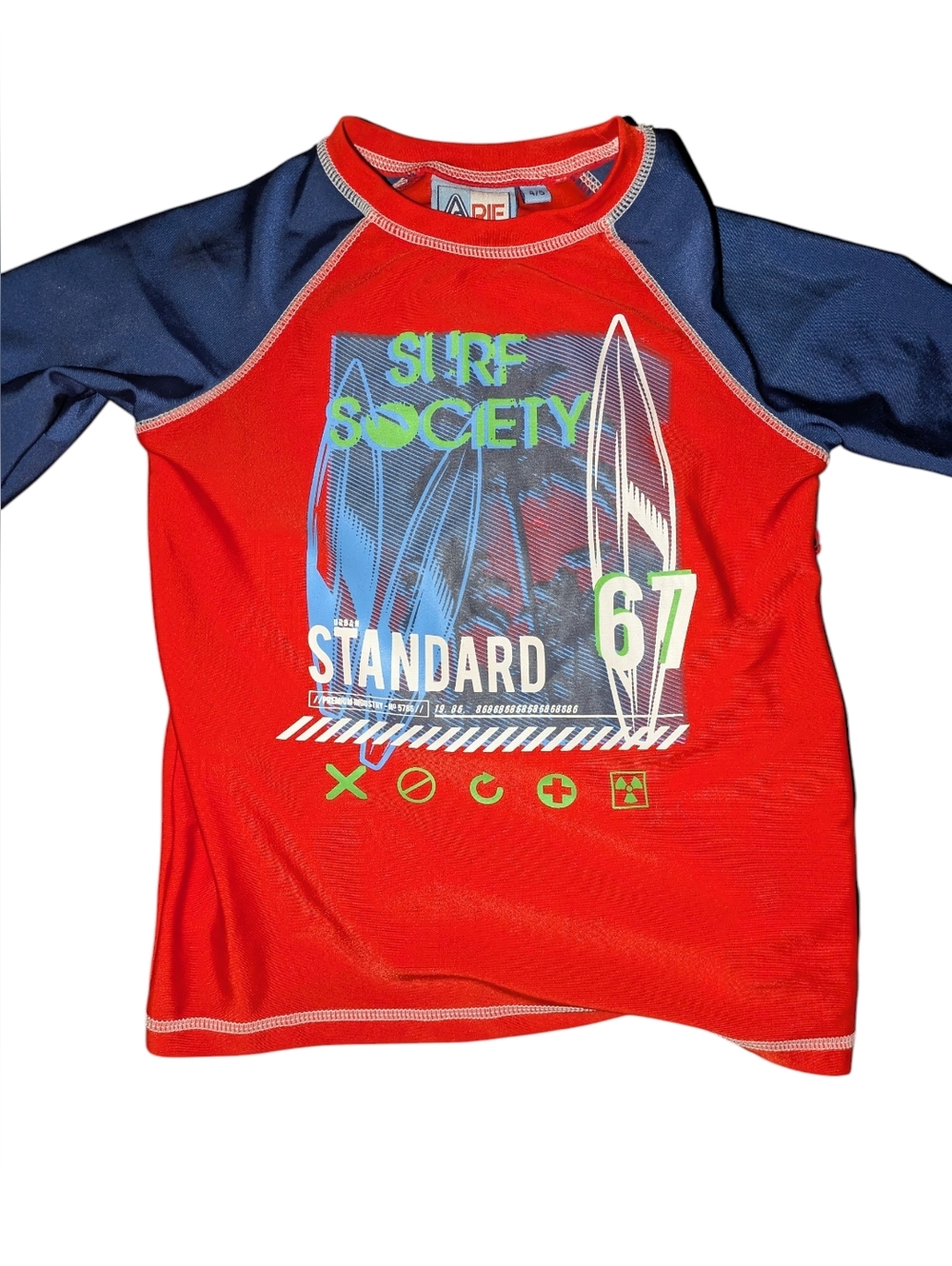 🌞4/20$ aerie Red & Navy Surf Society Graphic Rashguard